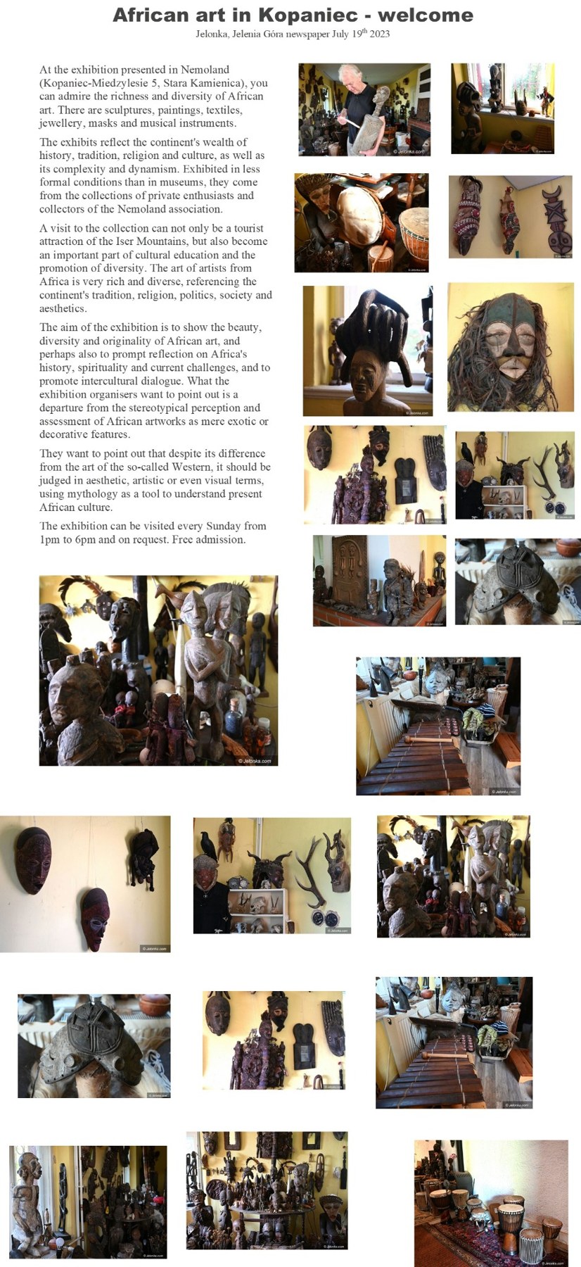 African art in Kopaniec — welcome. Illustrated English article, Jelonka, 19 July 2023
